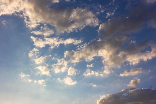 Blue sky full of fluffy clouds in southern Andalusia, Spain