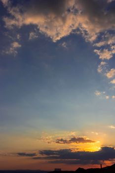 Blue sky full of fluffy clouds in southern Andalusia, Spain