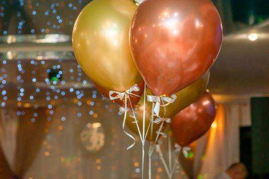 large balloons. close-up. balloons filled with helium hang in the air. High quality photo