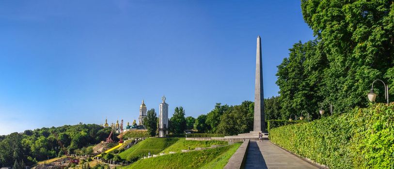 Kyiv, Ukraine 07.11.2020.  Tomb of the Unknown Soldier in the Park of Eternal Glory in Kyiv, Ukraine, on a sunny summer morning