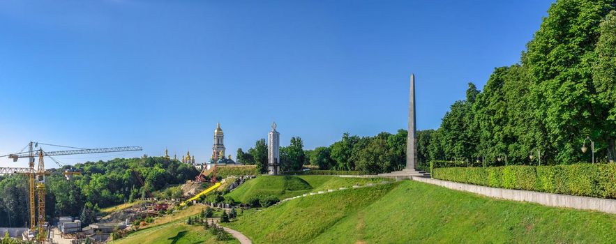 Kyiv, Ukraine 07.11.2020.  Tomb of the Unknown Soldier in the Park of Eternal Glory in Kyiv, Ukraine, on a sunny summer morning