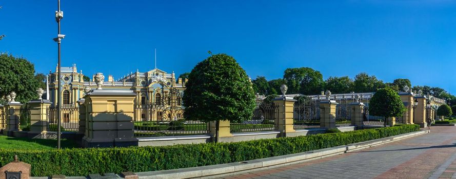 Kyiv, Ukraine 07.11.2020. Mariinsky palace near the Supreme Council of Ukraine in Kyiv, Ukraine, on a sunny summer morning