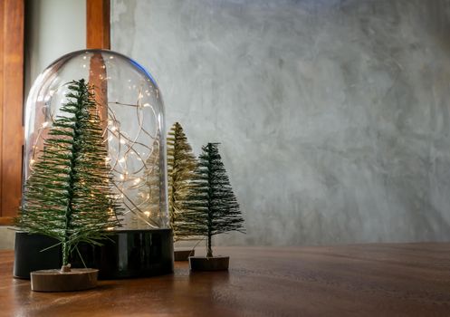 Christmas and New Year background. Christmas decoration on old cement wall background, Copy space. Selective focus.