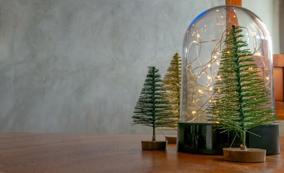 Christmas and New Year background. Christmas decoration on old cement wall background, Copy space. Selective focus.