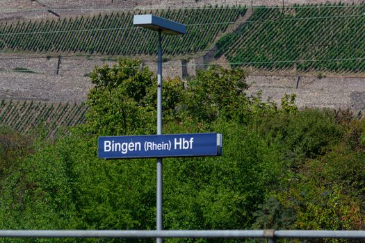 Information sign on the train station in Bingen am Rhein in Germany