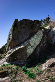 Curious and strange stones on an island in the Atlantic Ocean, in Spain