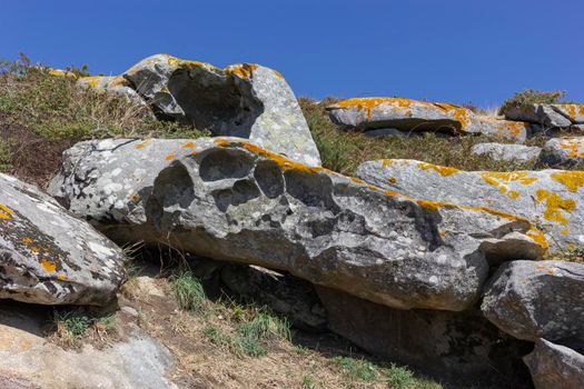 Curious and strange stones on an island in the Atlantic Ocean, in Spain