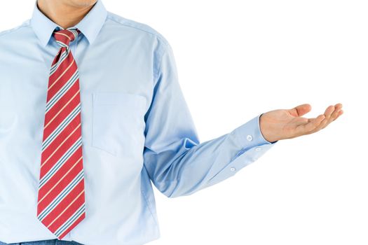 Man wear long sleeve shirt standing in studio shot isolated on white background