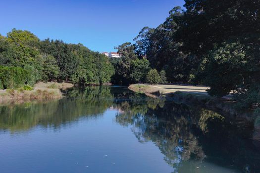 river in the city of pontevedra in galicia, spain