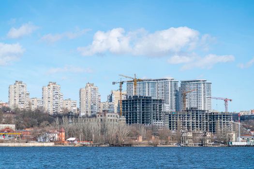 construction of a residential complex on the shore. High quality photo