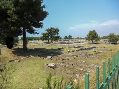 archaeological excavations of paestum naples on a sunny day