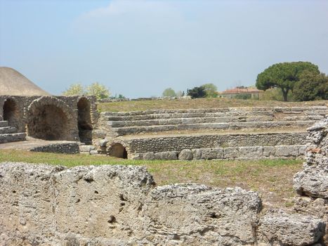 archaeological excavations of paestum naples on a sunny day