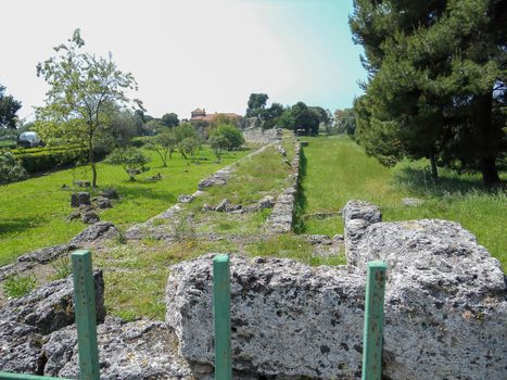 archaeological excavations of paestum naples on a sunny day