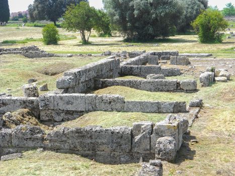 archaeological excavations of paestum naples on a sunny day