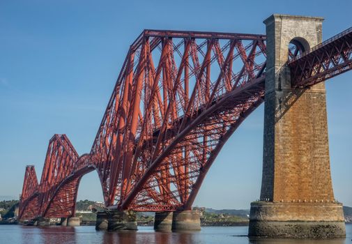 The Famous Forth Bridge In Edinburgh, Scotland, On A Bright Summer's Day