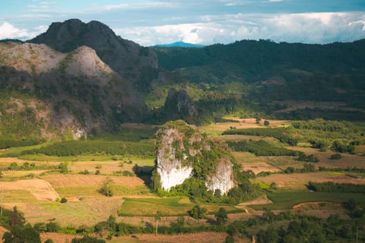 Landscape. Beautiful sunrise at Phu Lang Ka, Phayao in Thailand