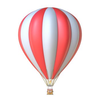 Hot air balloon 3D render illustration isolated on white background