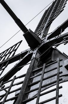 Detail of the central part of the blades of an old windmill