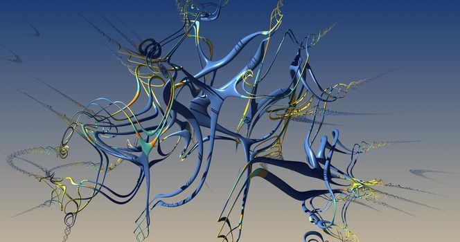 3D fractal of a bluestring structures in a textured environment