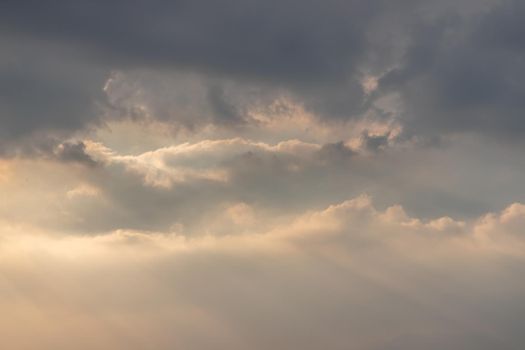 The cloudy beautiful sky with the light shining from the sun. The softness of the cloud creates a feeling of relaxation. copy space, No focus, specifically.