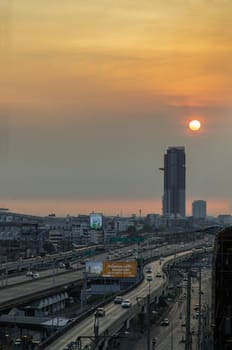 Bangkok, Thailand - Dec 28, 2020 : Beautiful city view of Bangkok Before the sunset creates relaxing feeling for the rest of the day. No focus, specifically.