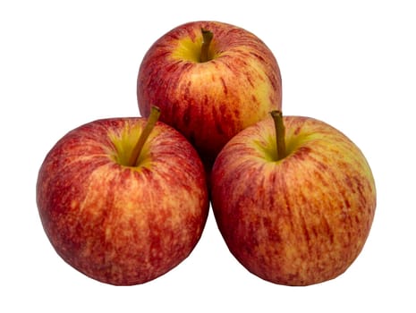 Ripe red apples fruit closeup isolated on white background with clipping path. Selective focus.