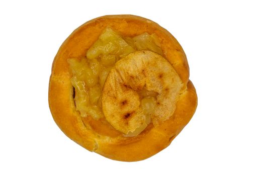 Traditional French sweet dessert : Apple Brioche isolated on white background with Clipping path.
