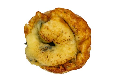 Traditional French sweet dessert : Spinach Brioche isolated on white background with Clipping path.