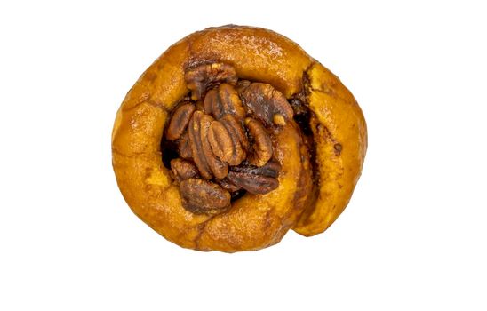 Traditional French sweet dessert : Pecan peanut Brioche isolated on white background with Clipping path.