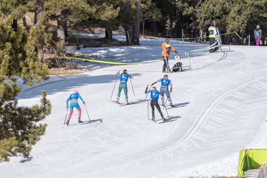 Naturlandia, Andorra : 2021 March 21 : Athletes at the start in the 2021 World Triathlon Winter Championships Andorra