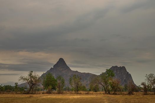 Beautiful view of Mountain at Khao i bid or Khao e go at Khao Yoi District, Phetchaburi province, Thailand.