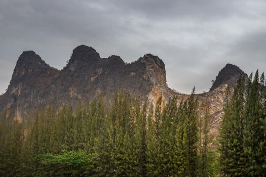 Beautiful view of Mountain at Khao i bid or Khao e go at Khao Yoi District, Phetchaburi province, Thailand.