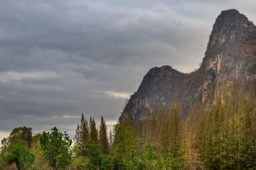 Beautiful view of Mountain at Khao i bid or Khao e go at Khao Yoi District, Phetchaburi province, Thailand.