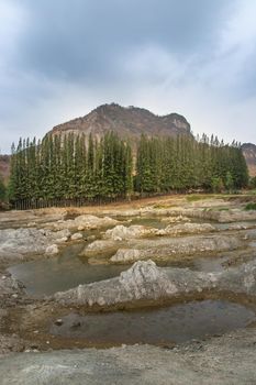 Beautiful view of Mountain at Khao i bid or Khao e go at Khao Yoi District, Phetchaburi province, Thailand.