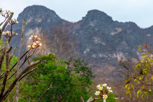 Beautiful view of Mountain at Khao i bid or Khao e go at Khao Yoi District, Phetchaburi province, Thailand.