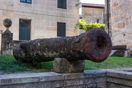 Old rusty fortification cannon in Galicia in Spain