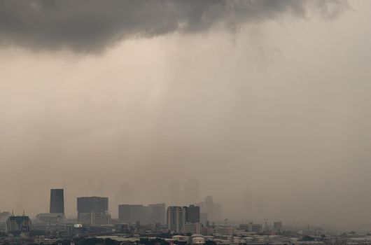 Bangkok, thailand - Oct 03, 2020 : PM 2.5 or Heavy smog was covered the Bangkok building the morning.There are air pollution under heavy cloud. No focus, specifically.
