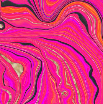 Beautiful realistic pink red abstract marble agate with golden veins. Abstract marbling agate texture. Artistic fluid marbling effect. Textile pattern, fabric design template. Illustration