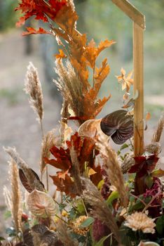 elegant wedding decorations made of natural flowers and green elements