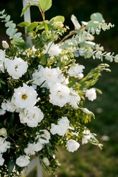 elegant wedding decorations made of natural flowers and green elements