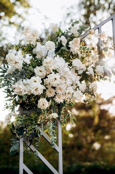 elegant wedding decorations made of natural flowers and green elements