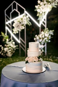 wedding cake at the wedding of the newlyweds