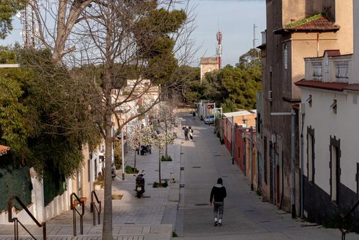Barcelona, Spain: 2021 March 23: El Carmel bunkers neighborhood in Barcelona, Spain.