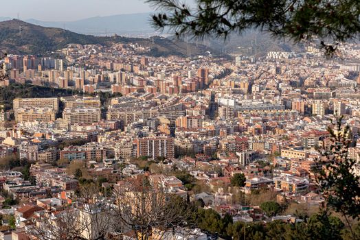 View from Mirador de los bunkers de El Carmel in Barcelona, Spain.