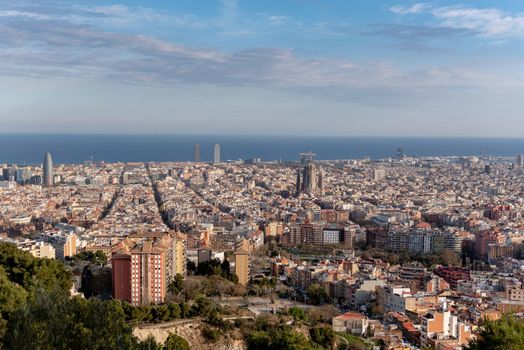 View from Mirador de los bunkers de El Carmel in Barcelona, Spain.