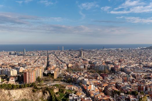 View from Mirador de los bunkers de El Carmel in Barcelona, Spain.