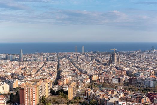 View from Mirador de los bunkers de El Carmel in Barcelona, Spain.