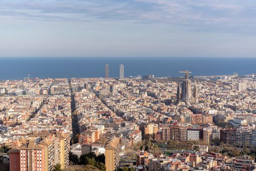 View from Mirador de los bunkers de El Carmel in Barcelona, Spain.