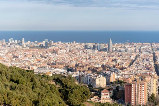 View from Mirador de los bunkers de El Carmel in Barcelona, Spain.