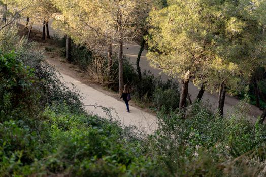 Barcelona, Spain: 2021 March 23: People in El Carmel bunkers viewpoint in Barcelona, Spain.
